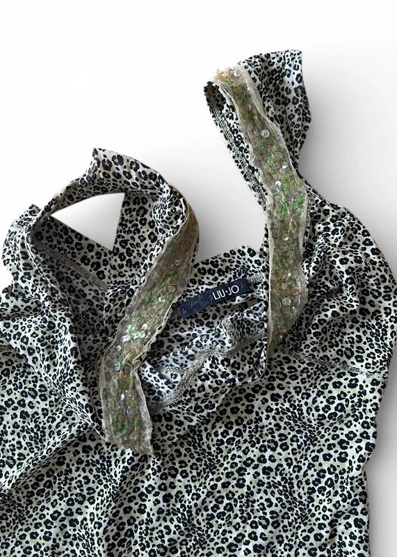 Mini abito leopardato con paillettes