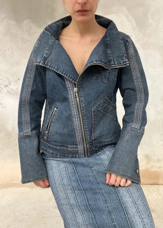 Giacca denim chiusura asimmetrica