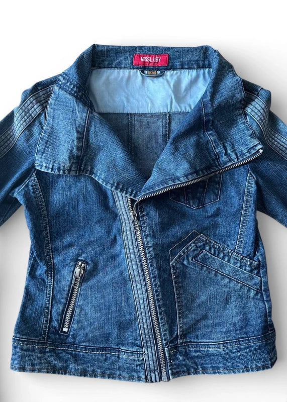 Giacca denim chiusura asimmetrica