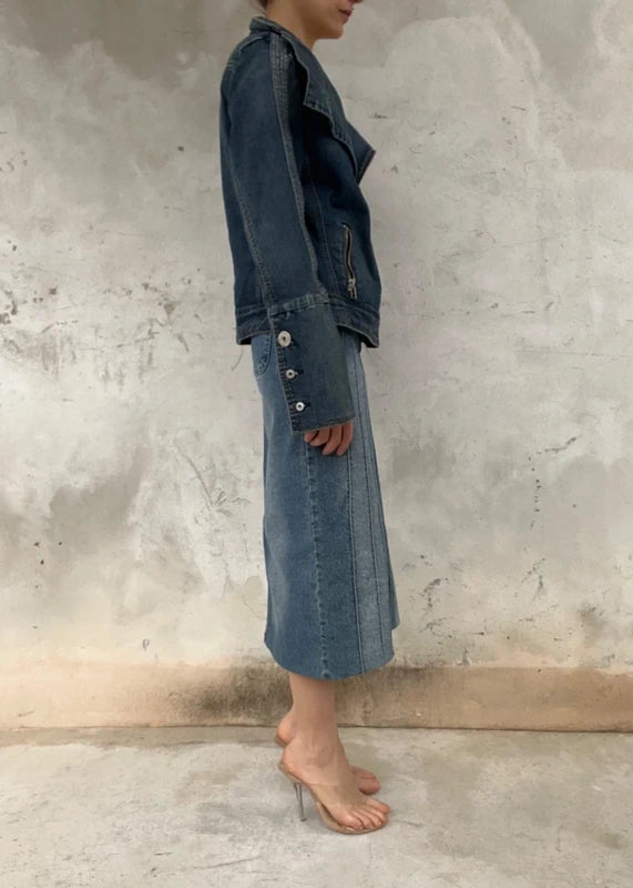 Giacca denim chiusura asimmetrica