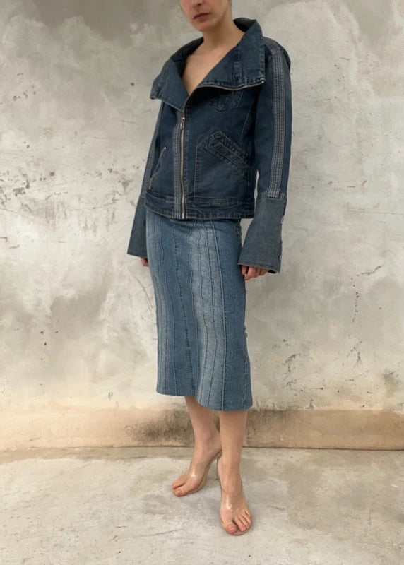 Giacca denim chiusura asimmetrica