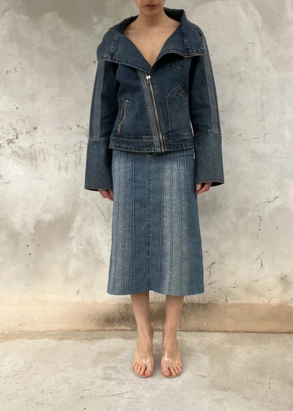 Giacca denim chiusura asimmetrica