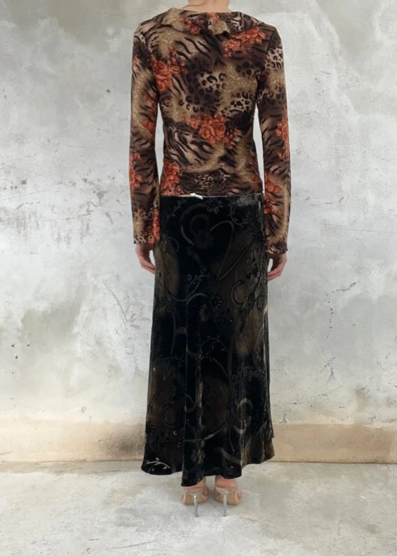 Top leopardato con rouches