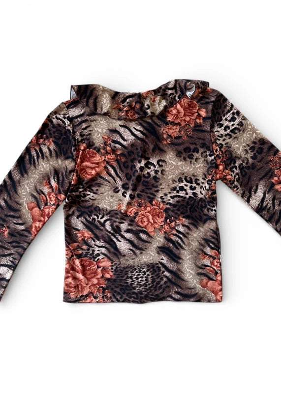 Top leopardato con rouches