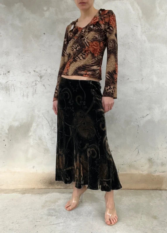 Top leopardato con rouches