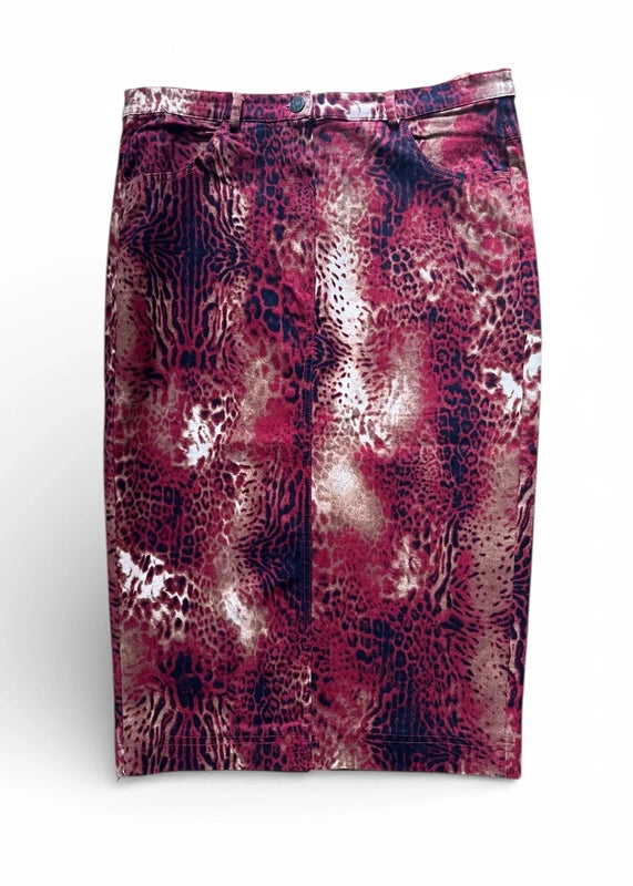 Gonna midi leopardata bordeaux