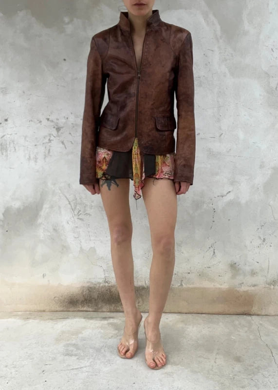 Giacca in vera pelle invecchiata