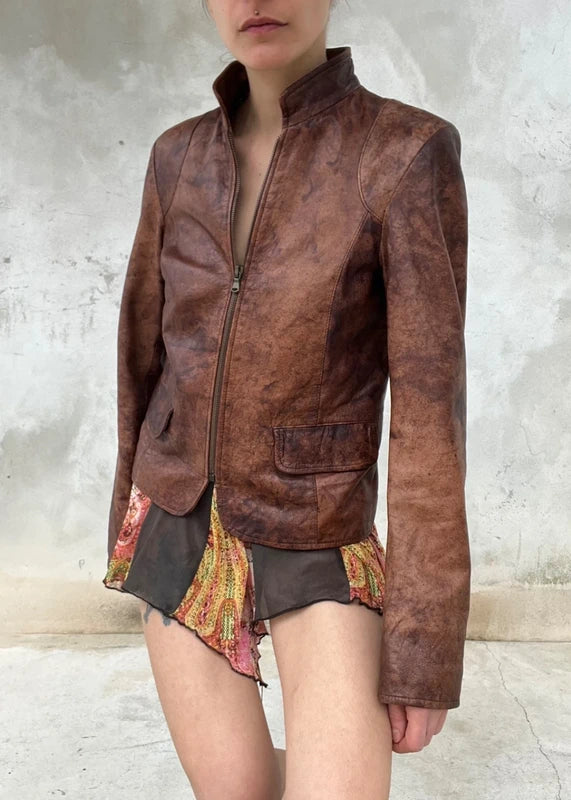 Giacca in vera pelle invecchiata