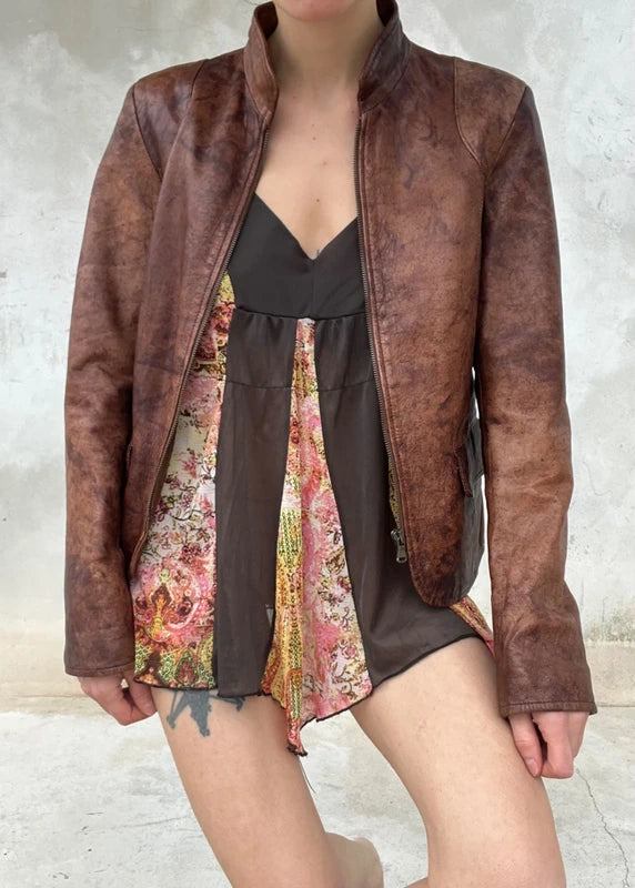 Giacca in vera pelle invecchiata