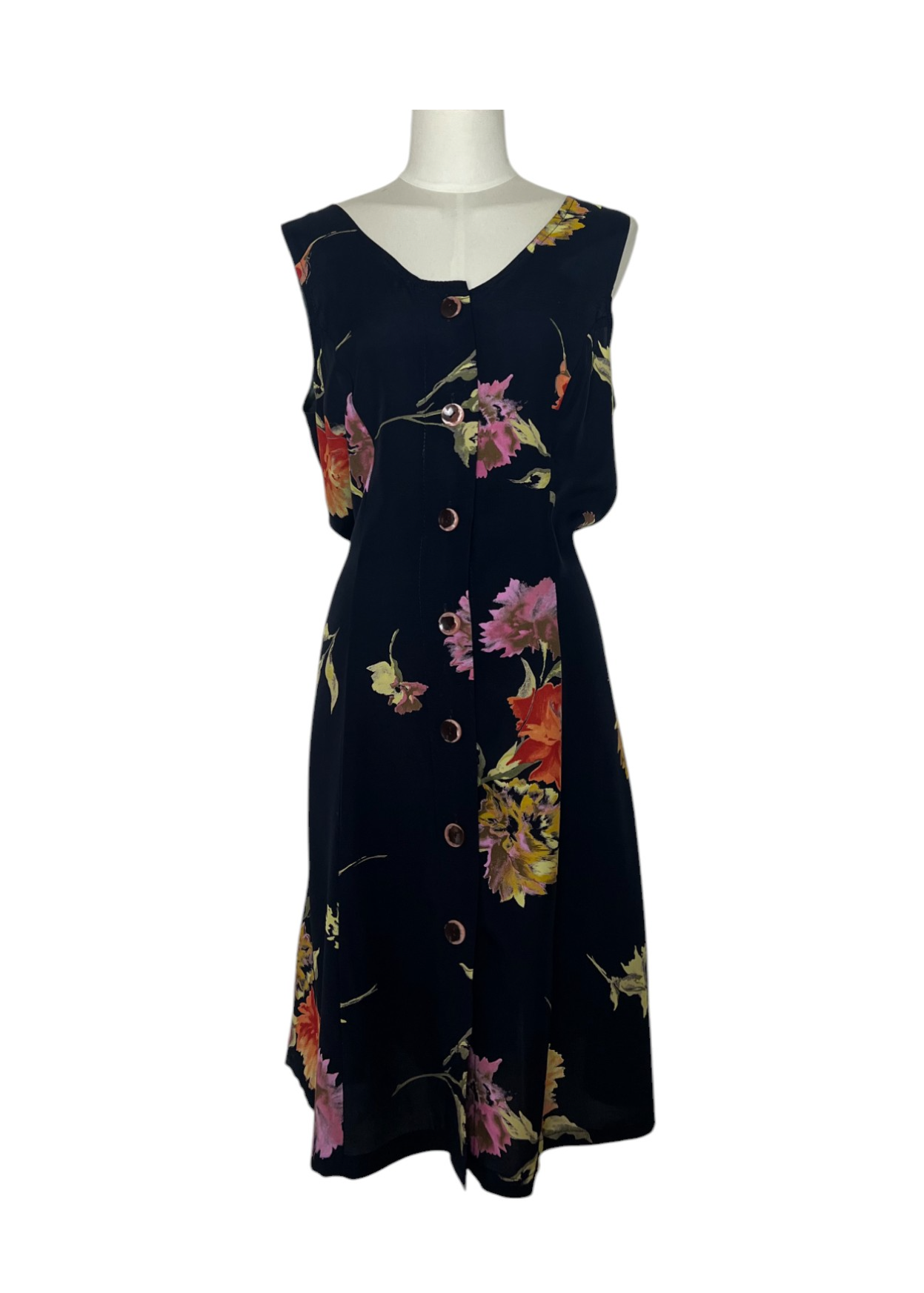 Abito estivo lungo nero con fiori