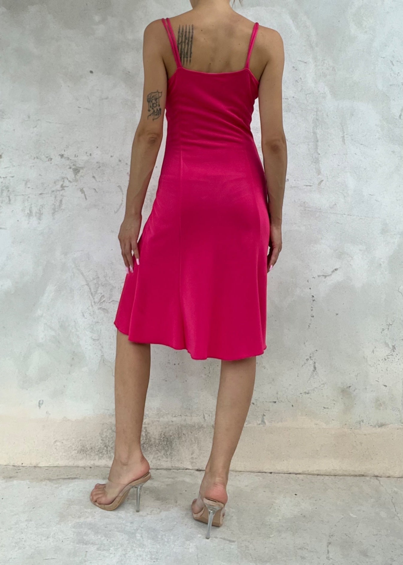 Abito vintage fucsia estivo con perline