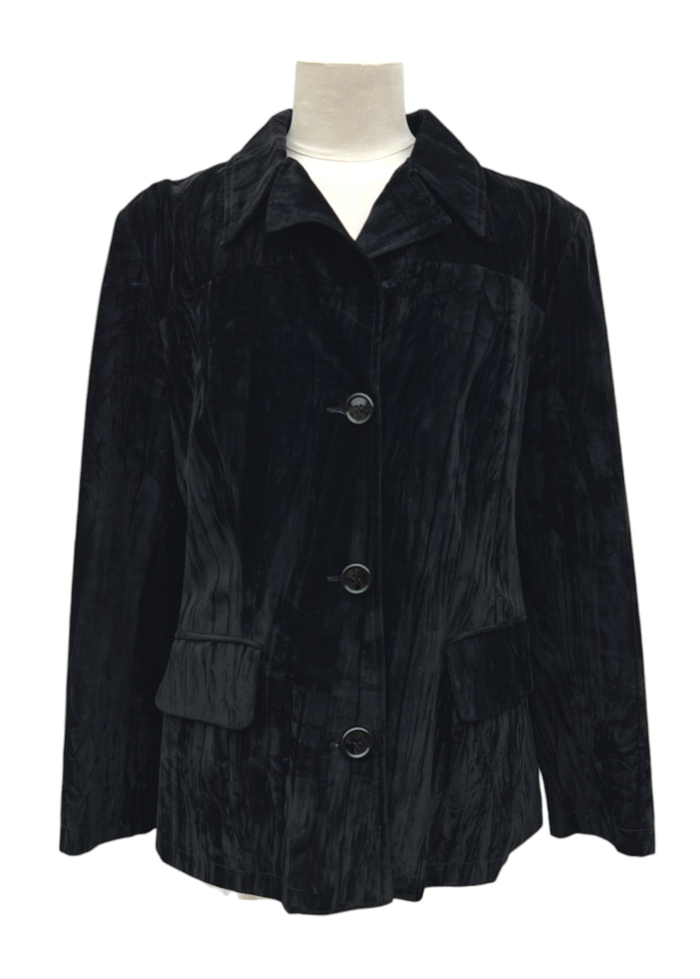 Giacca in velluto nero con effetto stropicciato