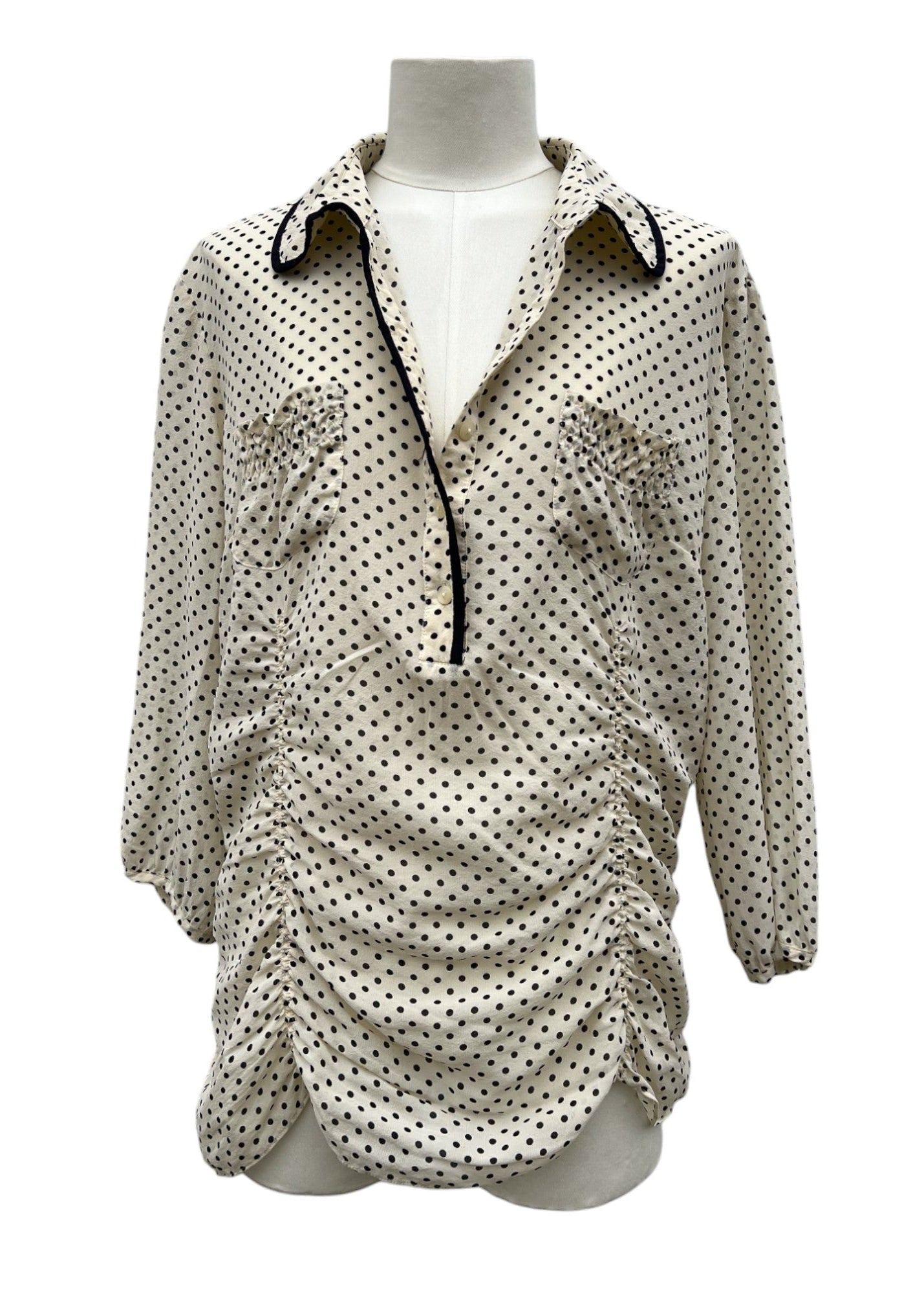 Camicia vintage di seta colora a pois