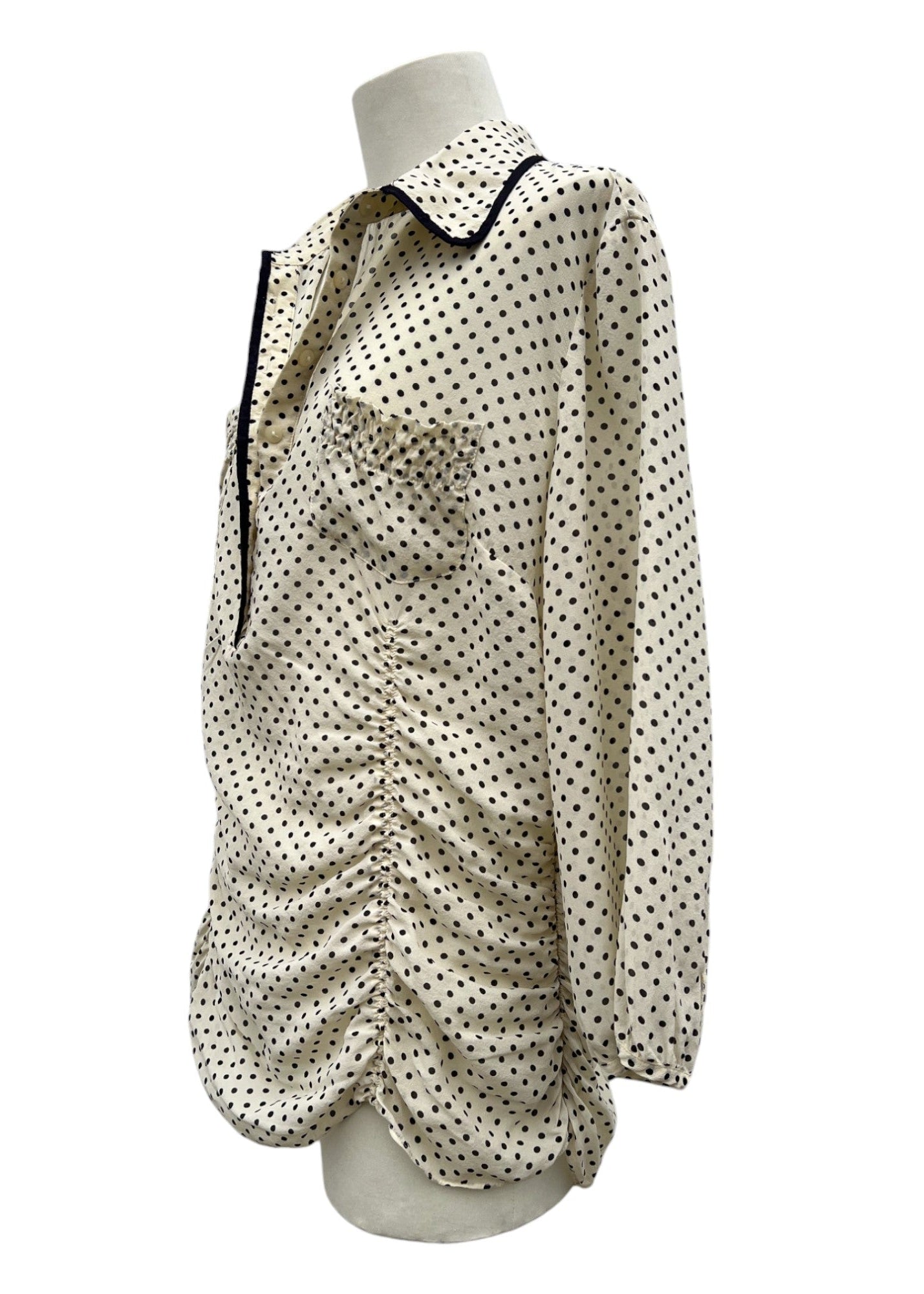 Camicia vintage di seta colora a pois