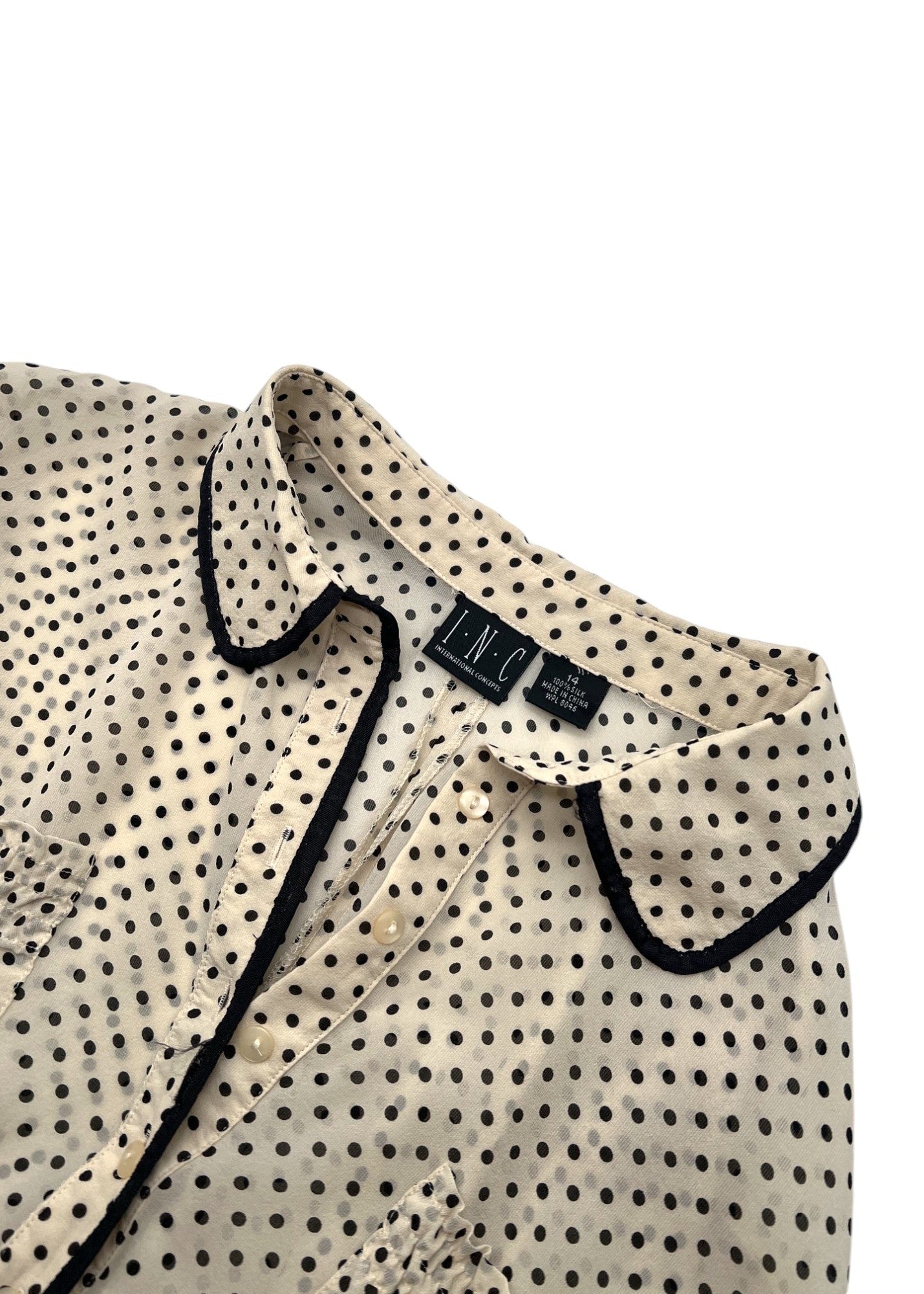 Camicia vintage di seta colora a pois