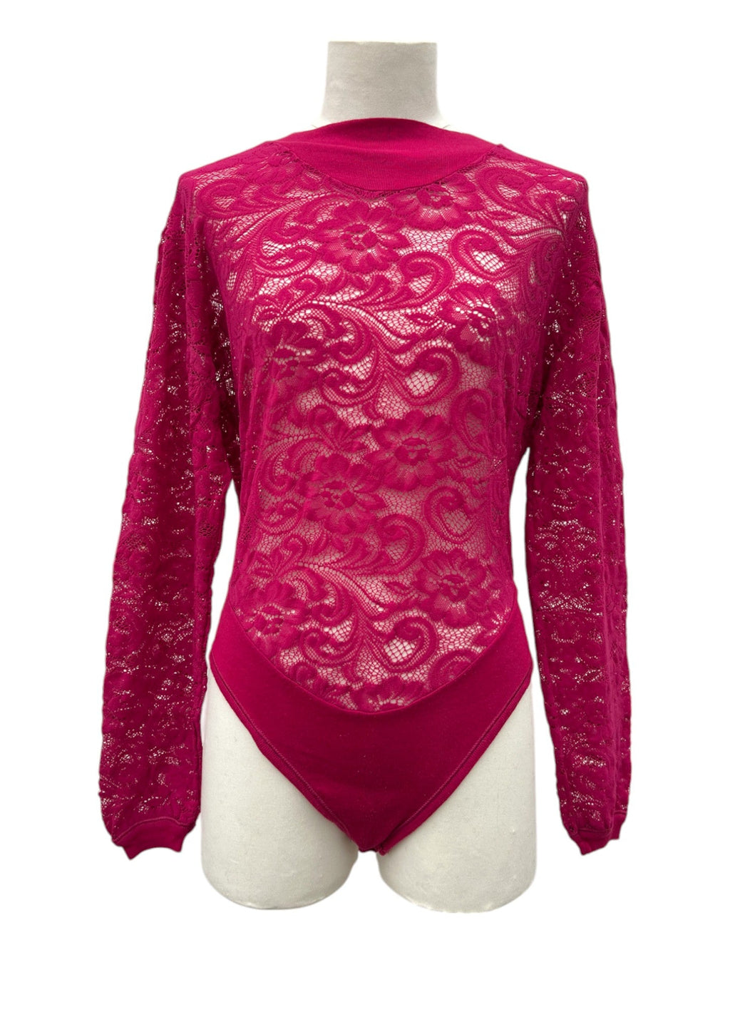 Top in pizzo rosa-fuxia