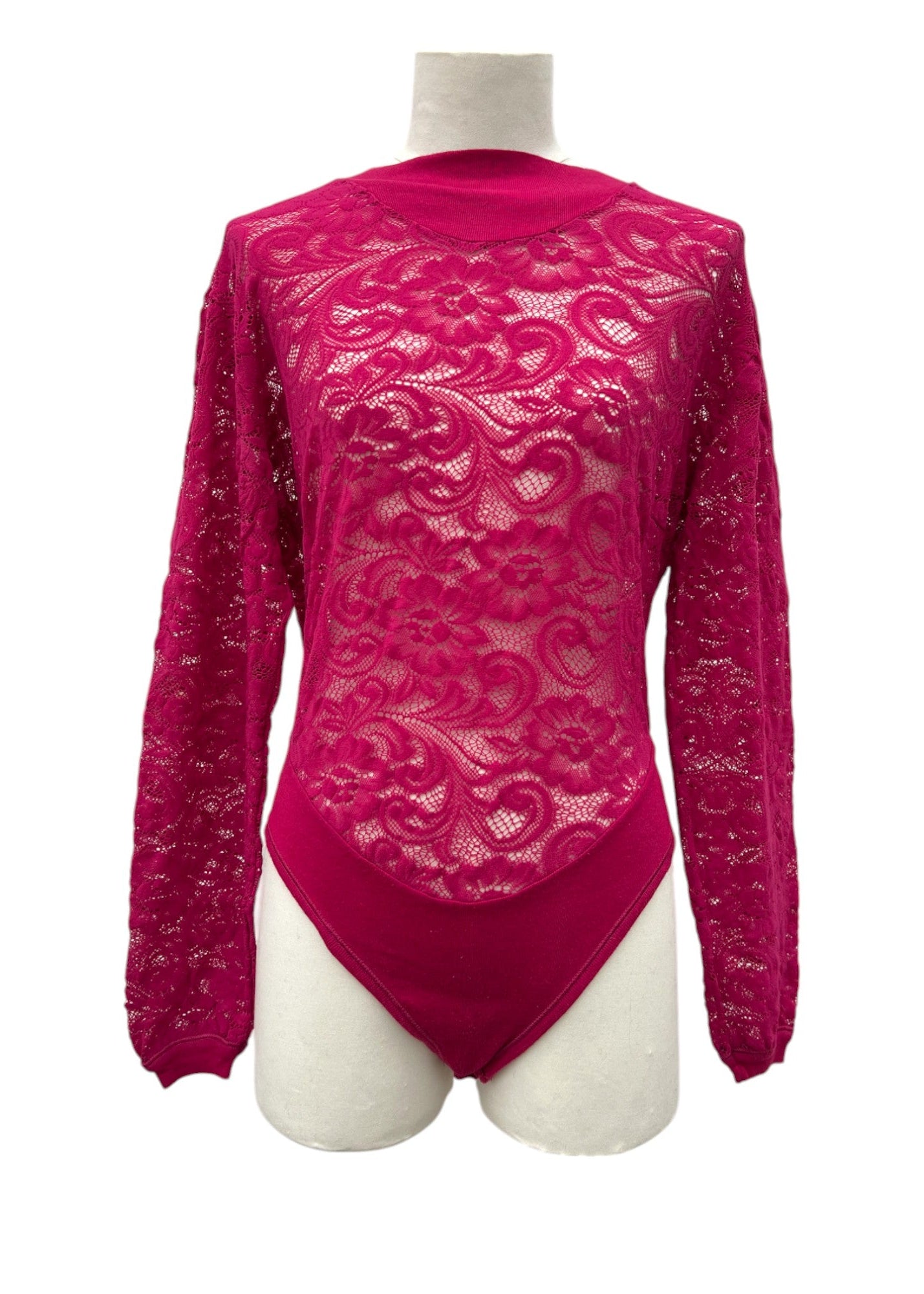 Top in pizzo rosa-fuxia