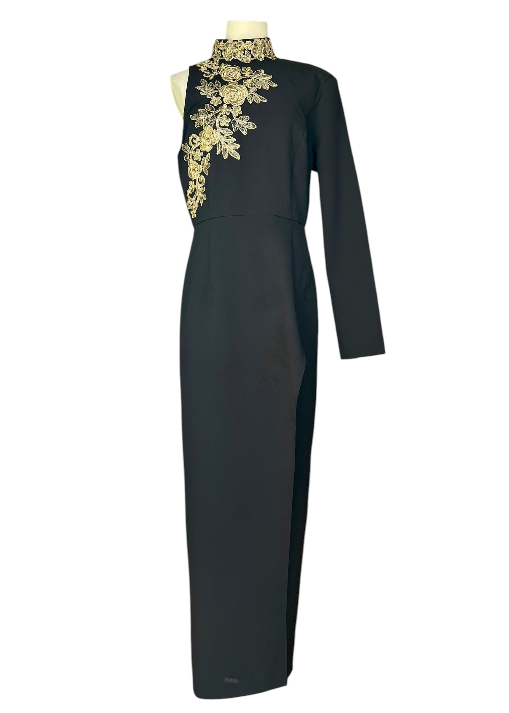 Abito da Sera Vintage Nero con Ricami Dorati