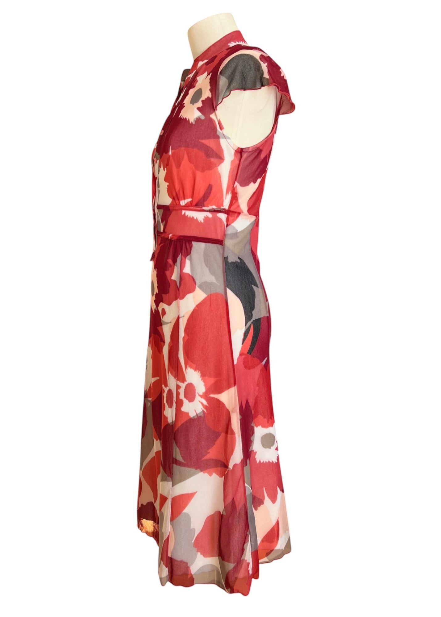 Abito anni 2000 rosso con stampa floreale