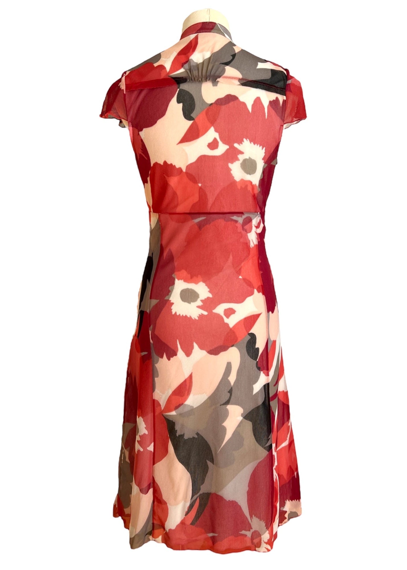 Abito anni 2000 rosso con stampa floreale