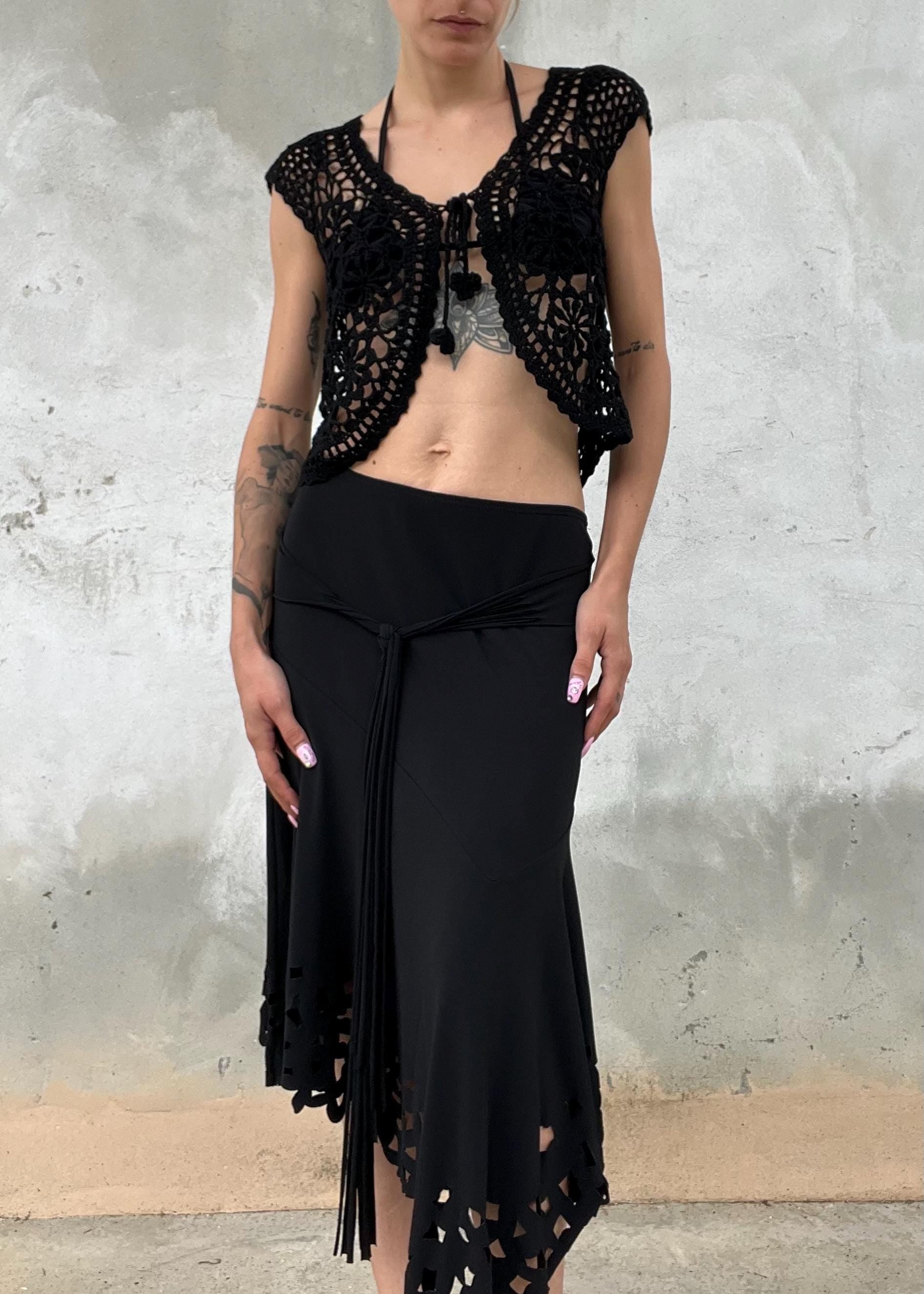 crochet bolero top nero
