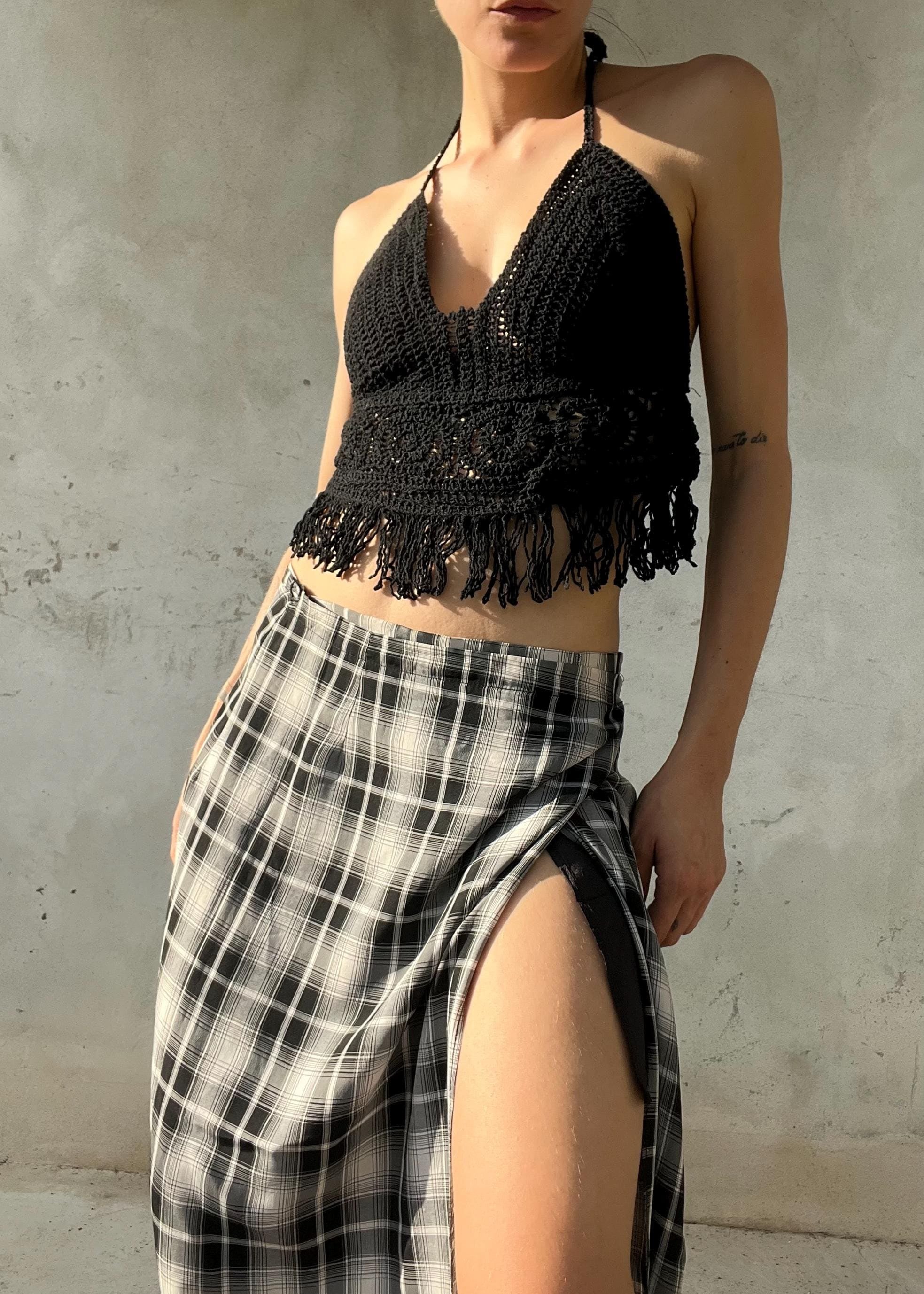 crochet top verde militare