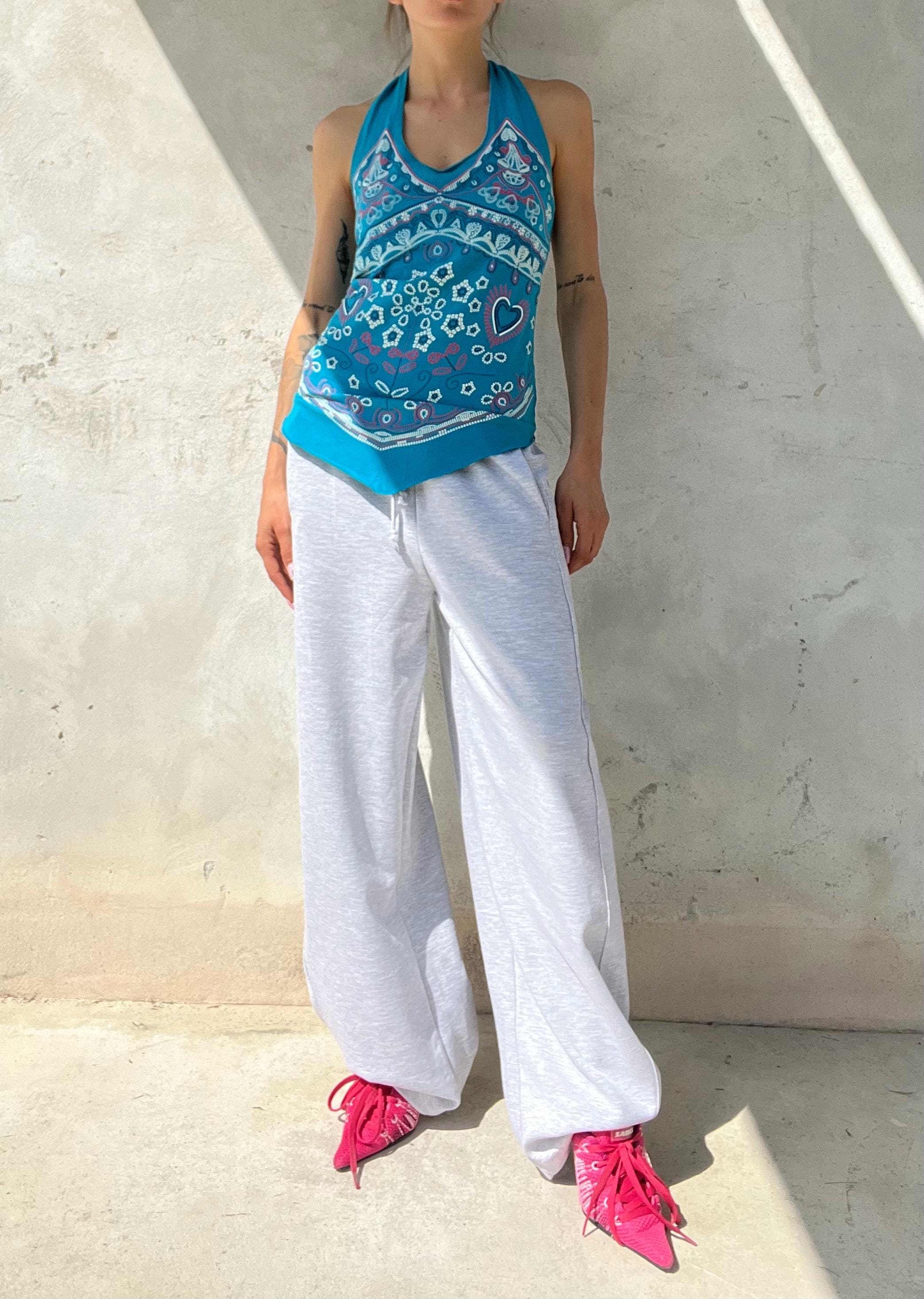 Top bandana azzurro con piccoli cristalli