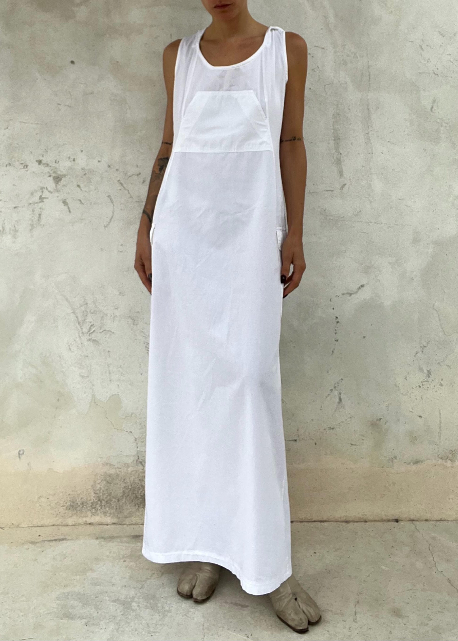 abito lungo sportivo bianco di cotone