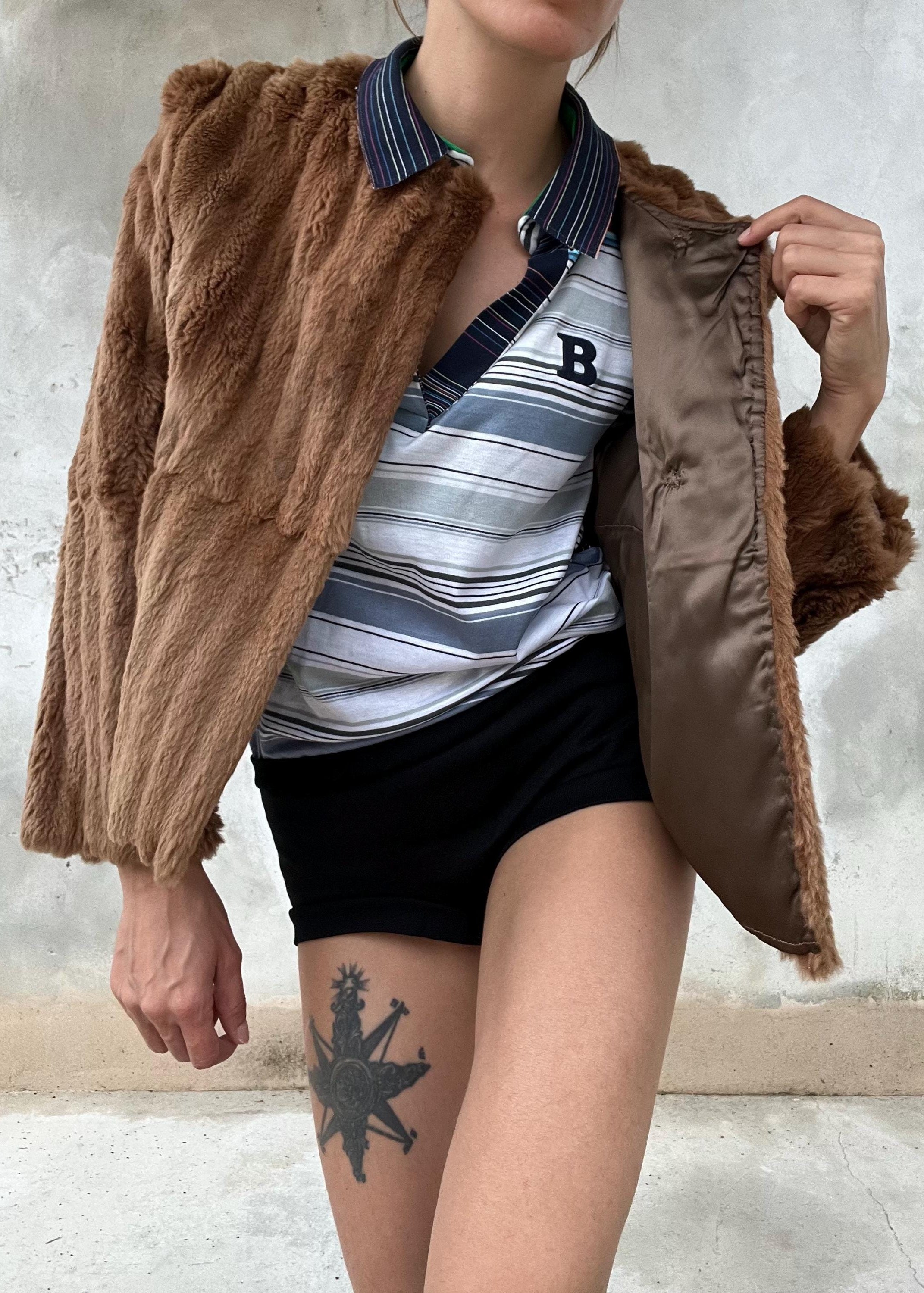 Pelliccia corta marrone vintage