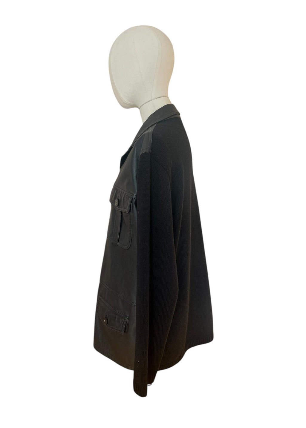 Giacca in pelle con inserti in maglia
