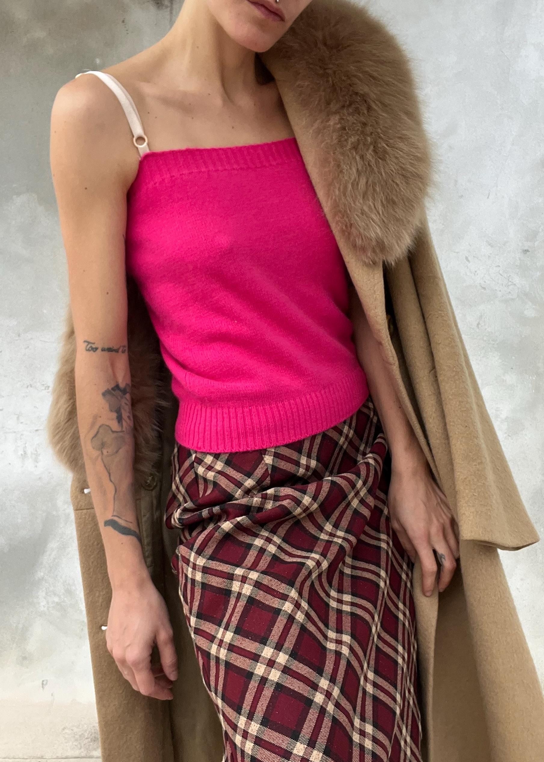 Top lana fucsia con spalline