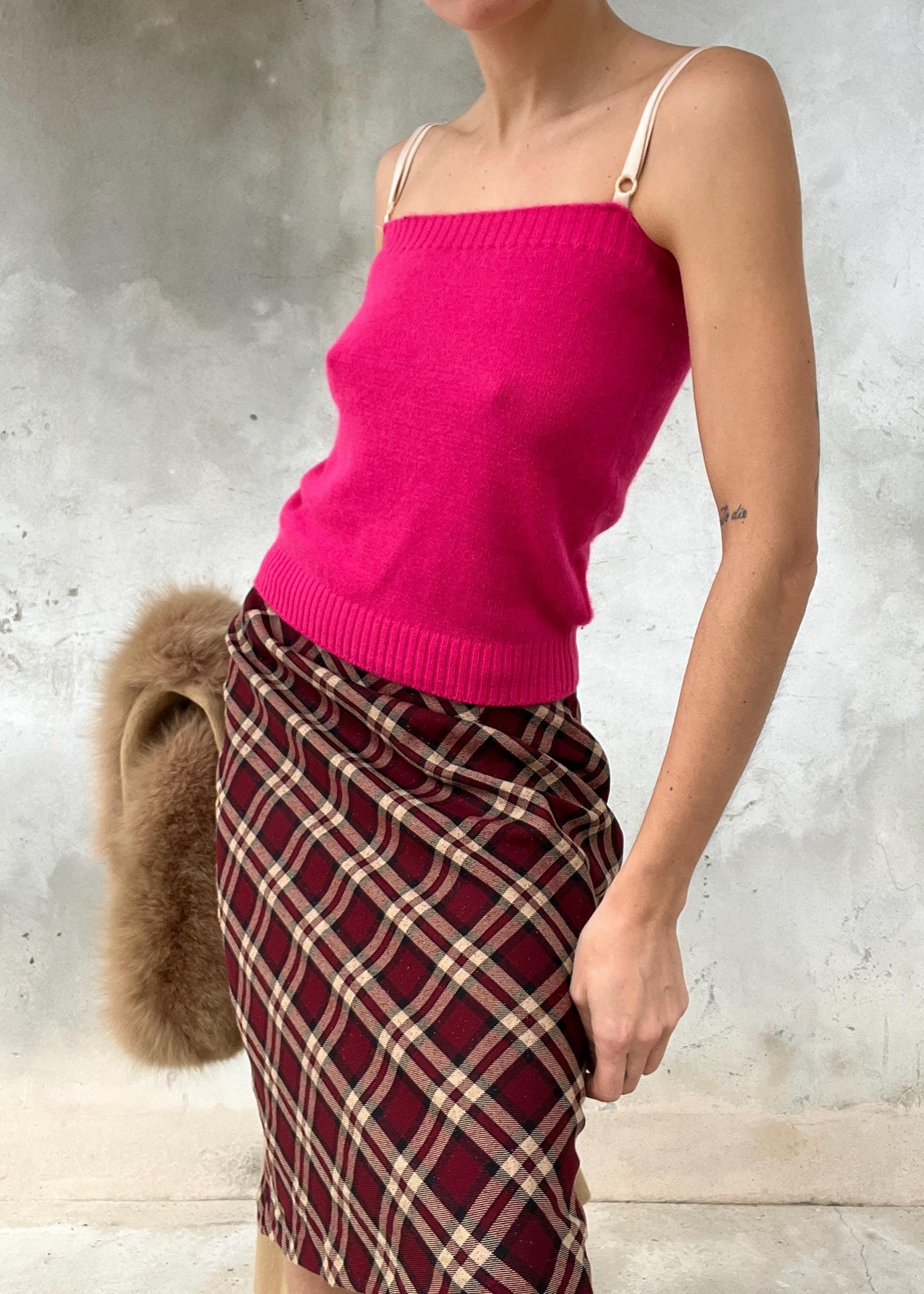 Top lana fucsia con spalline