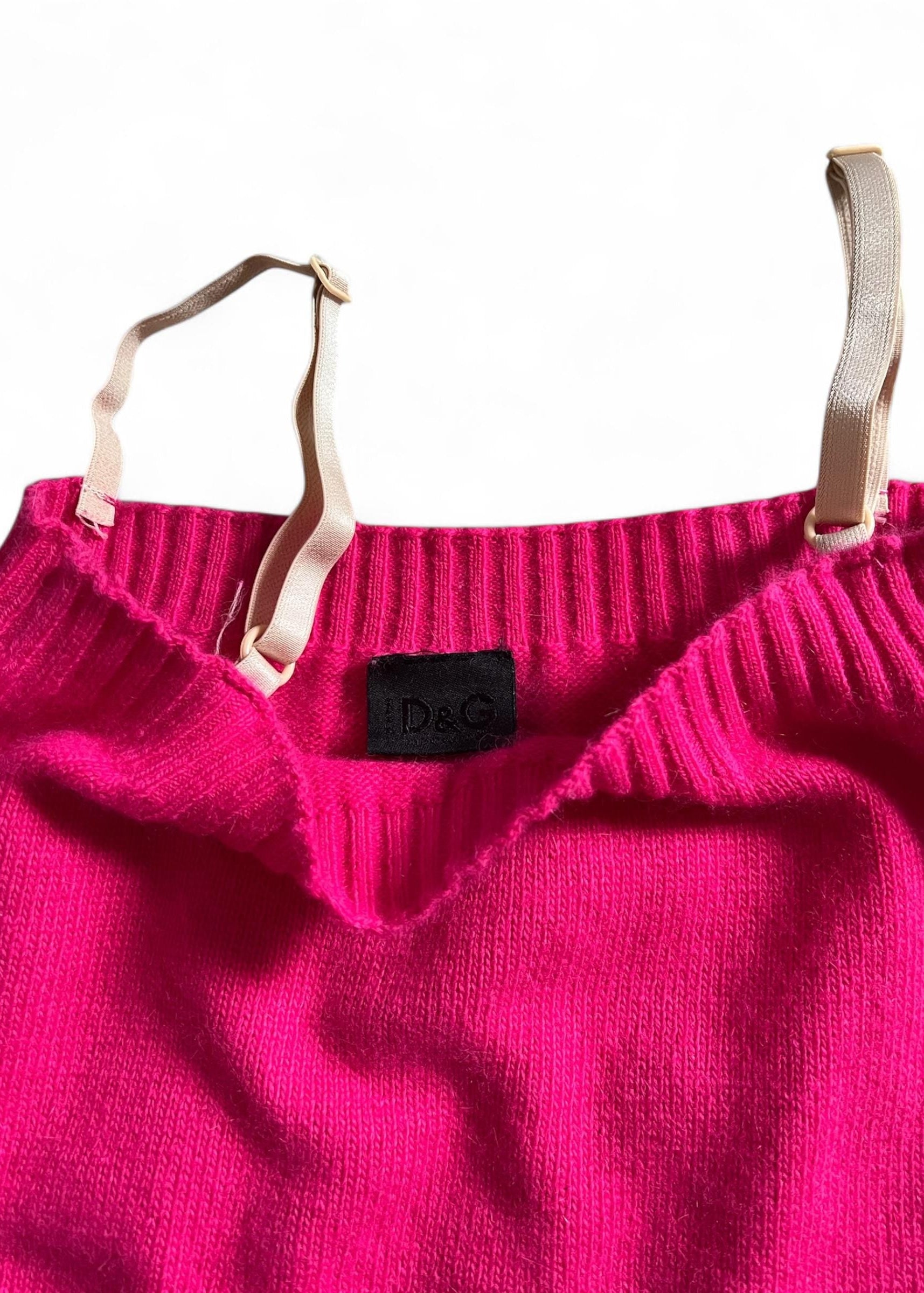 Top lana fucsia con spalline