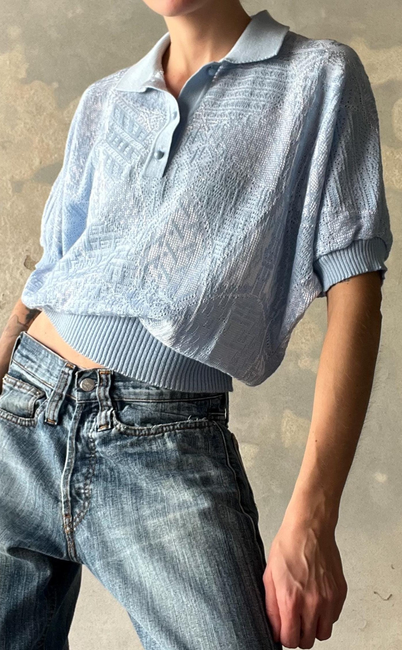 Top maglieria azzurro