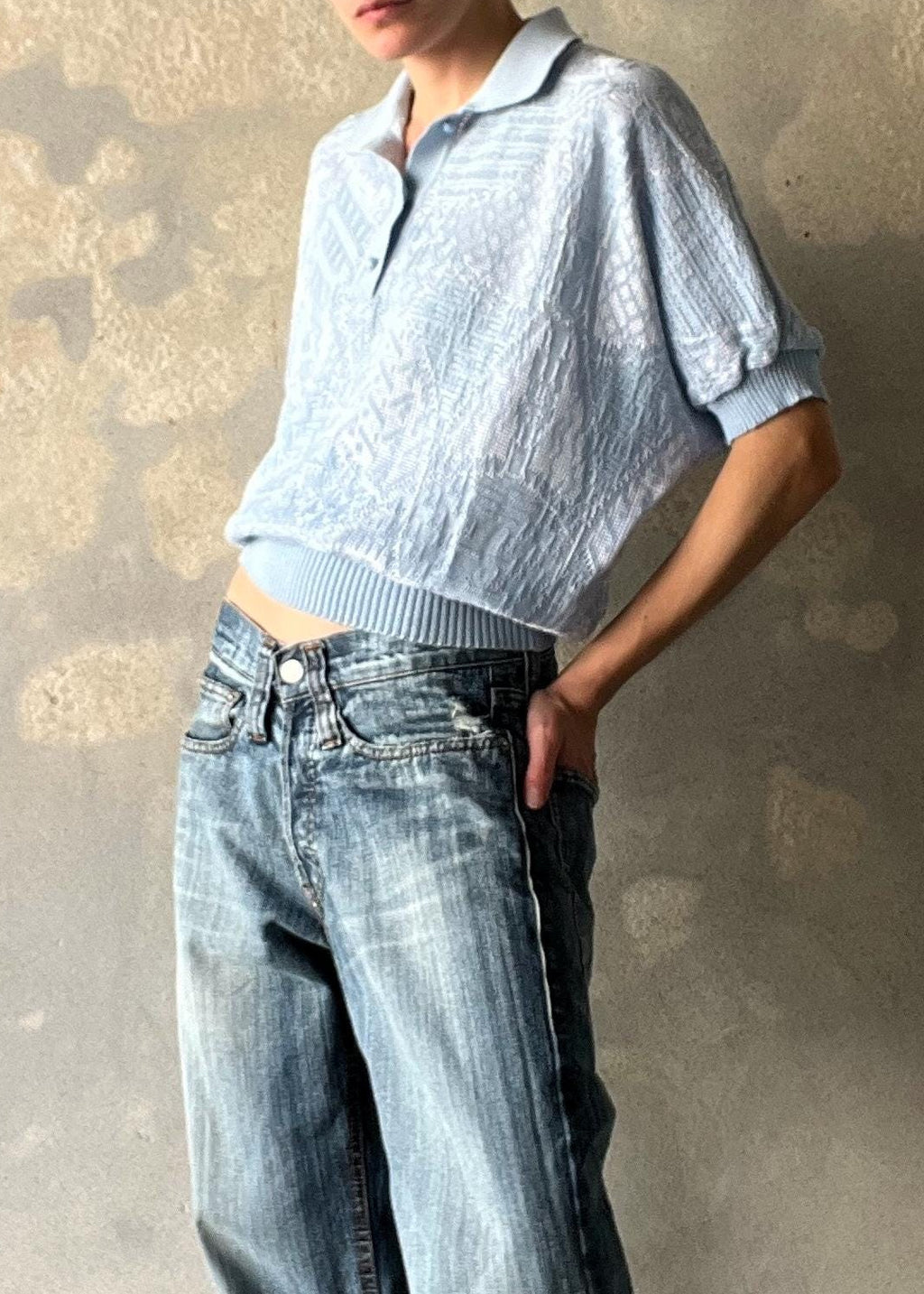 Top maglieria azzurro