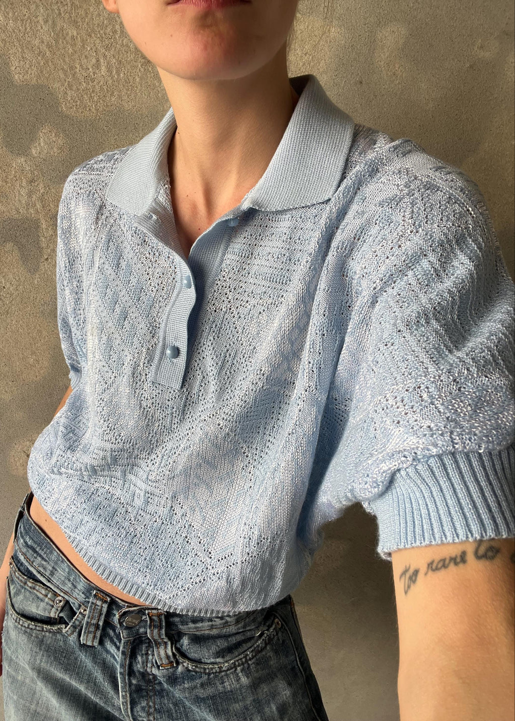 Top maglieria azzurro