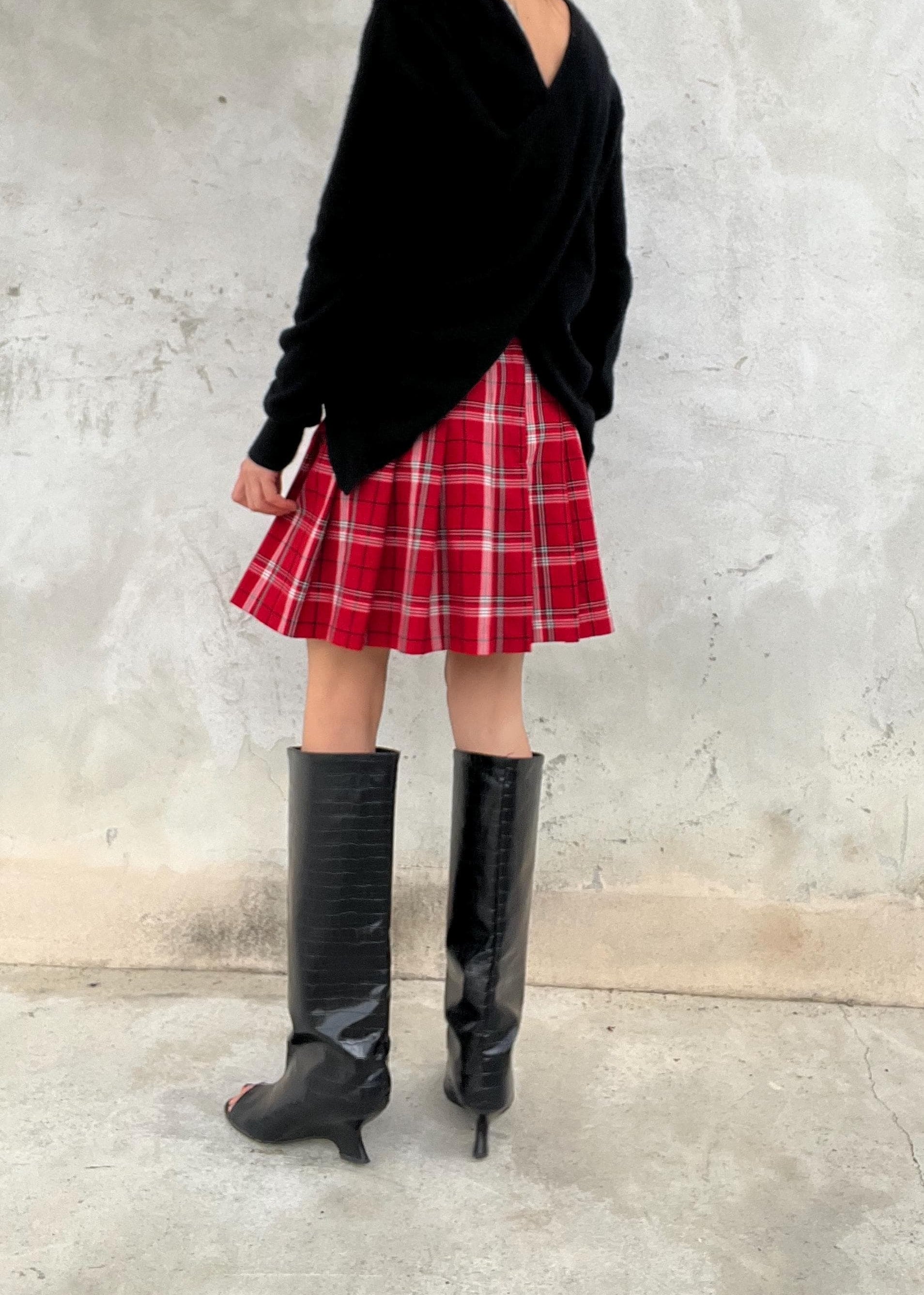 Mini gonna rossa tartan a pieghe