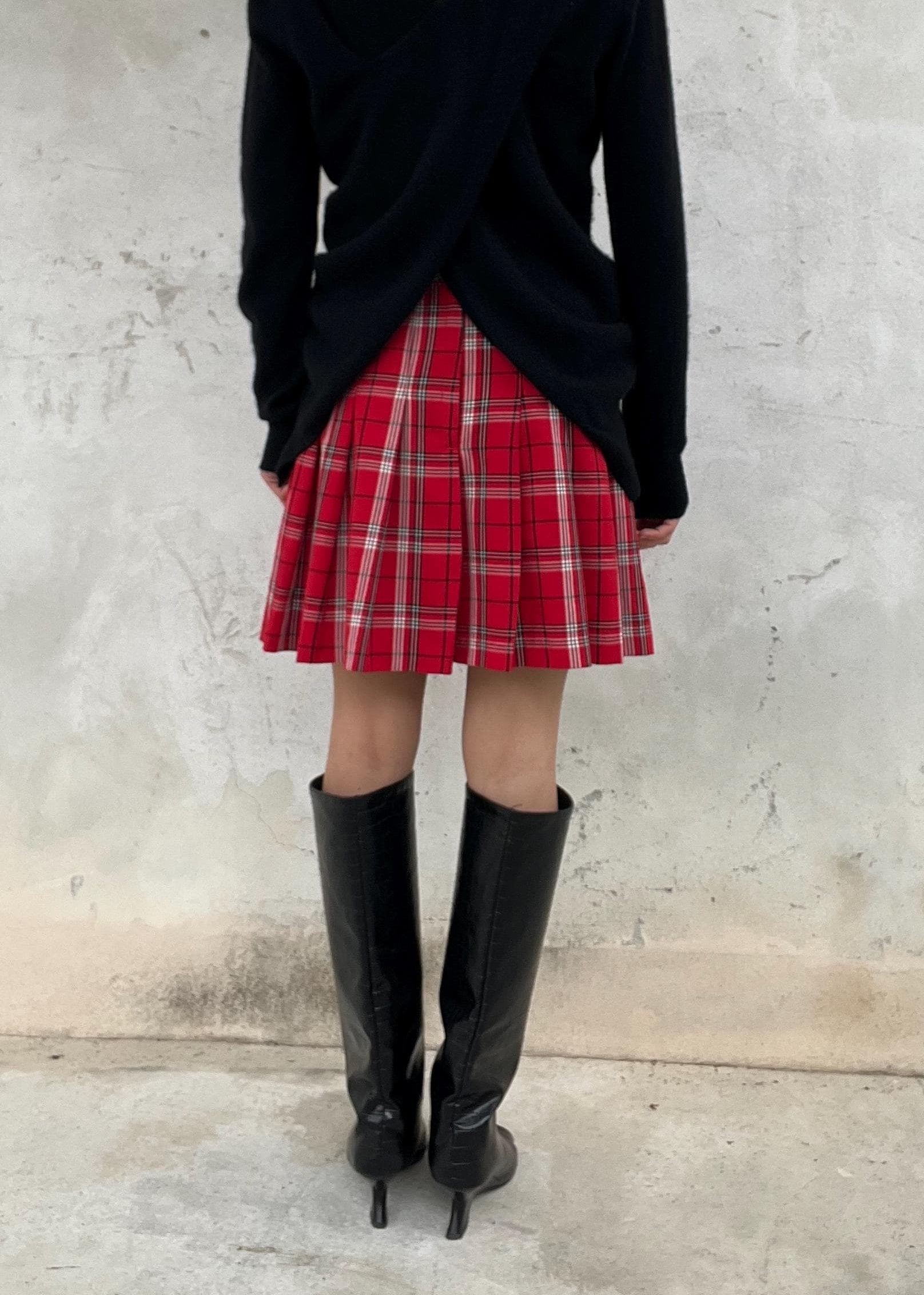 Mini gonna rossa tartan a pieghe