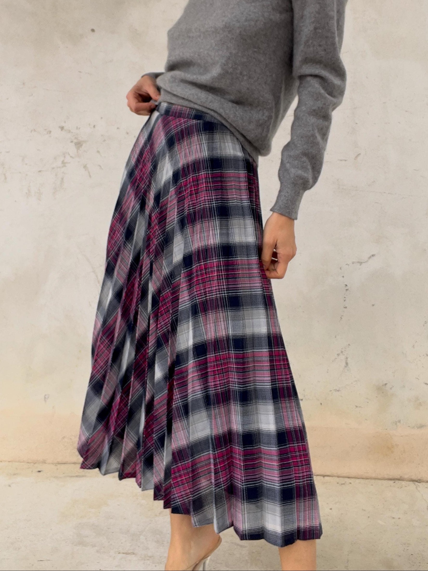 Gonna plissé grigio-fucsia