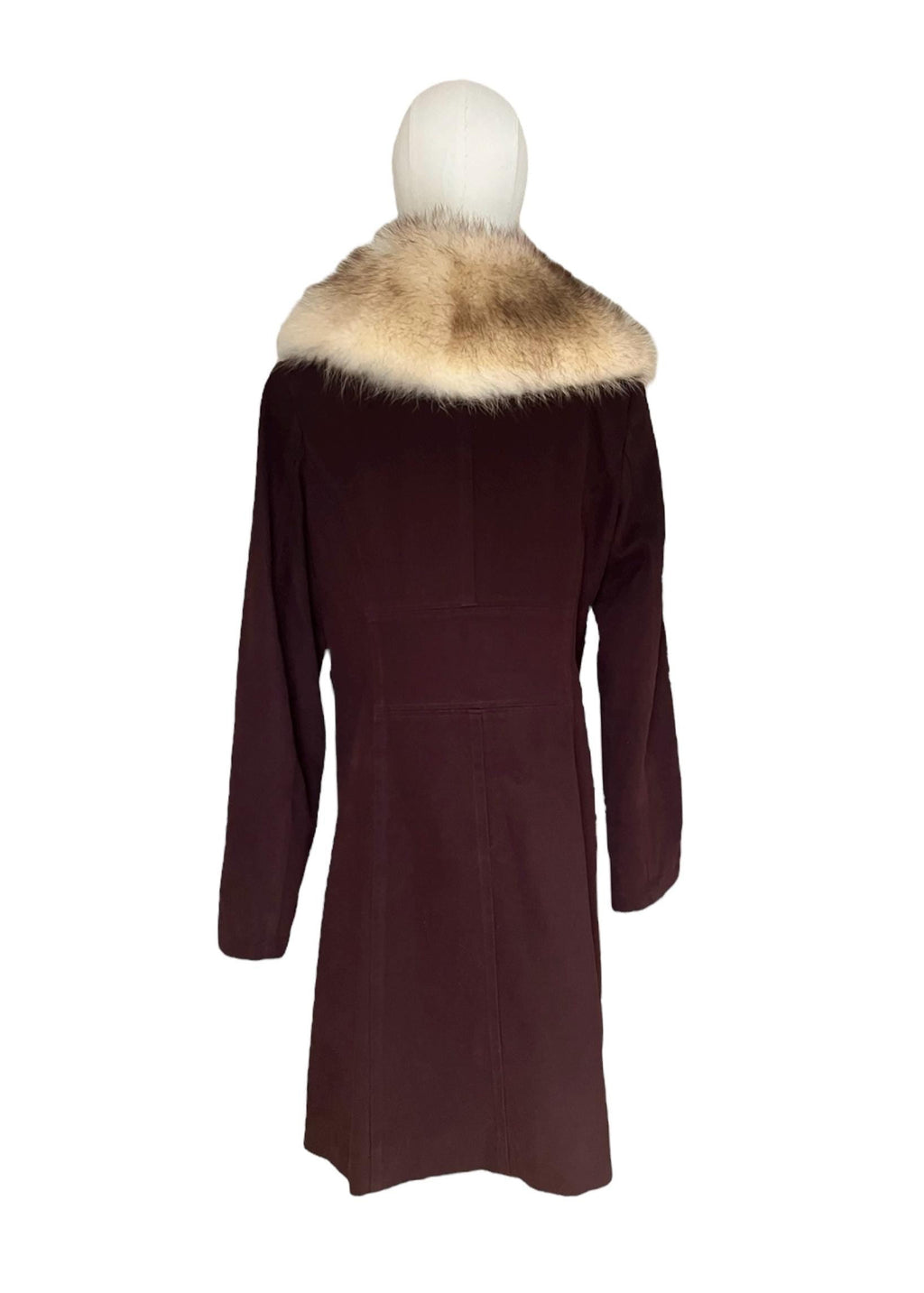 Cappotto marrone y2k con collo visone chiaro