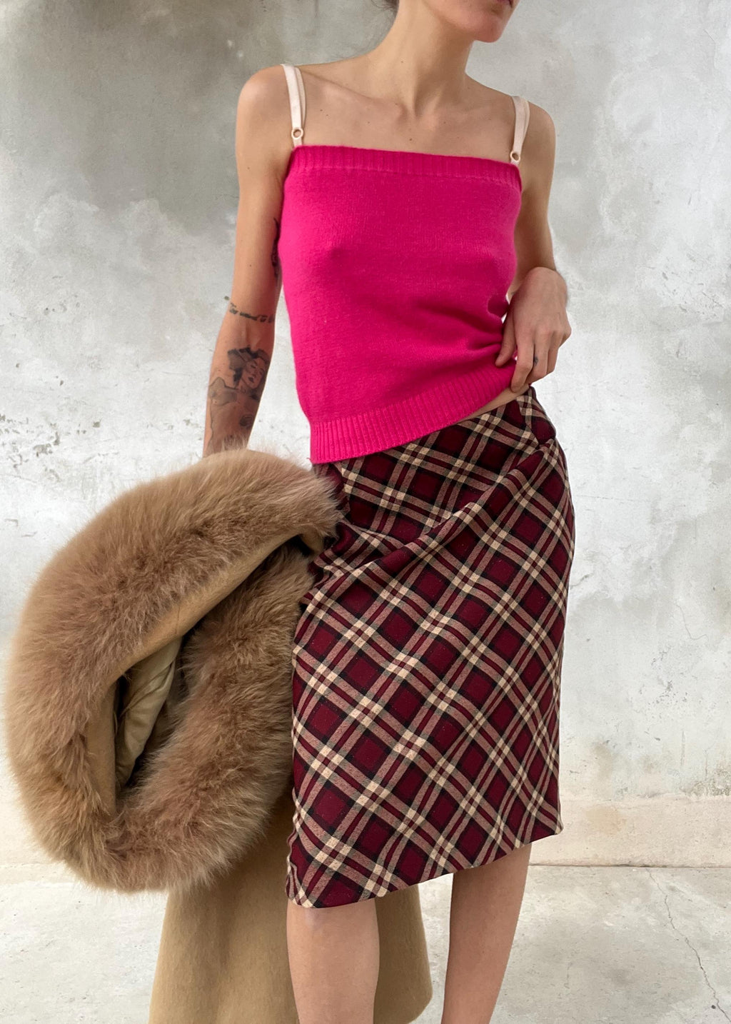 Top lana fucsia con spalline