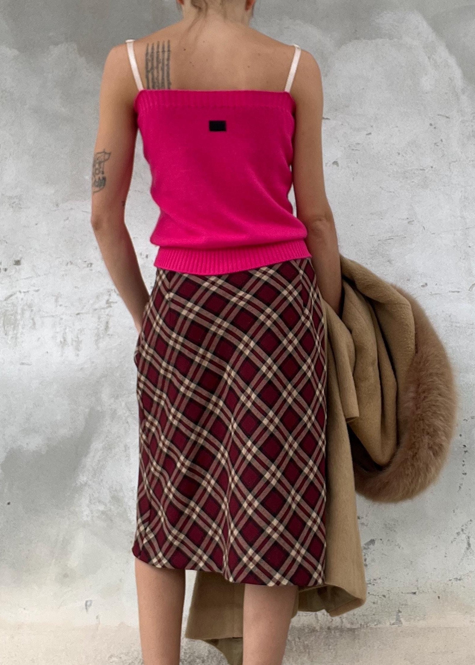 Top lana fucsia con spalline