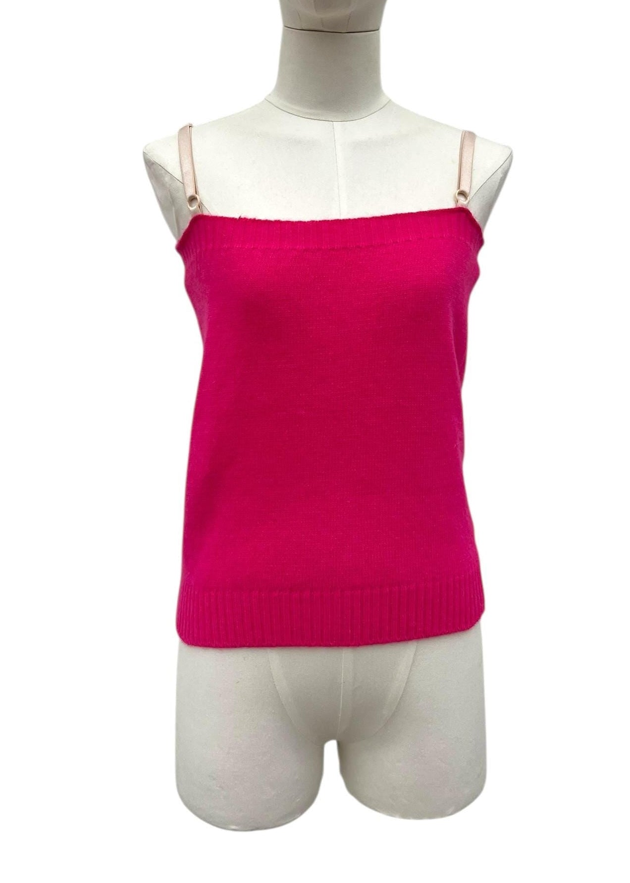 Top lana fucsia con spalline