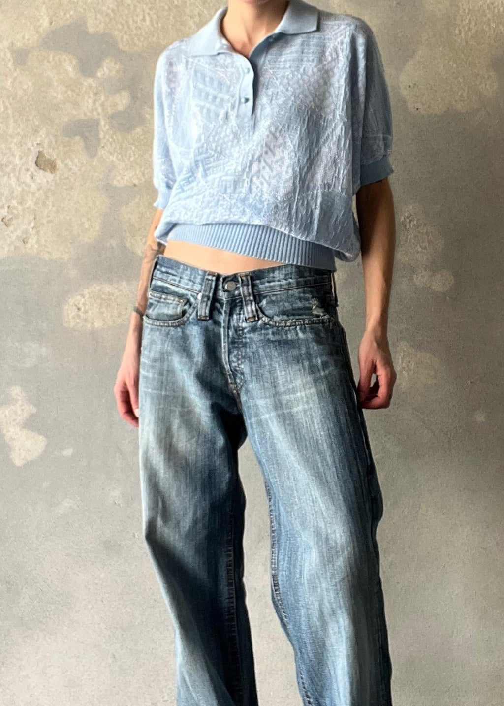 Top maglieria azzurro
