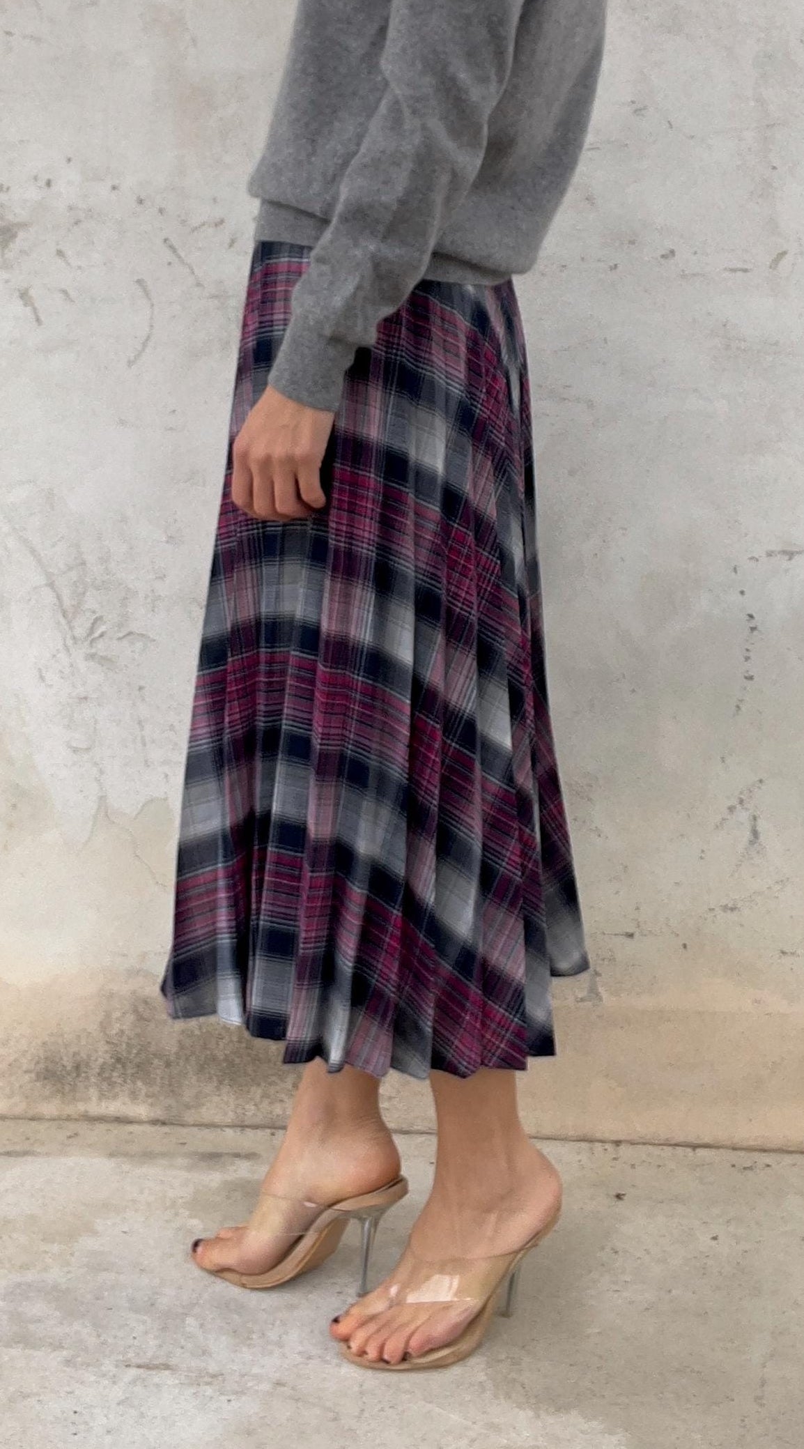 Gonna plissé grigio-fucsia