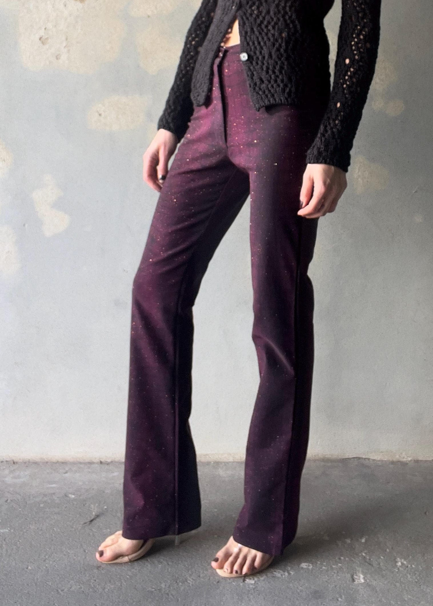 Pantaloni y2k viola con glitter
