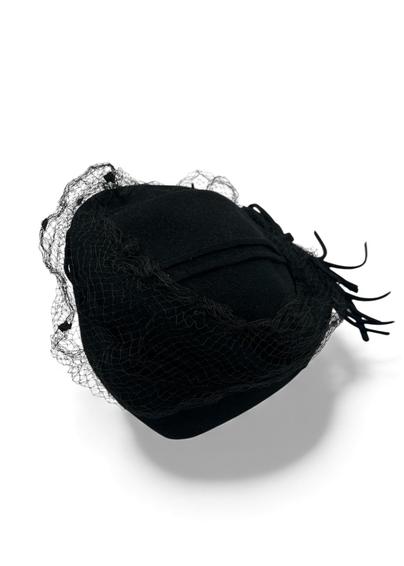 Cappello in lana nero vintage anni '50