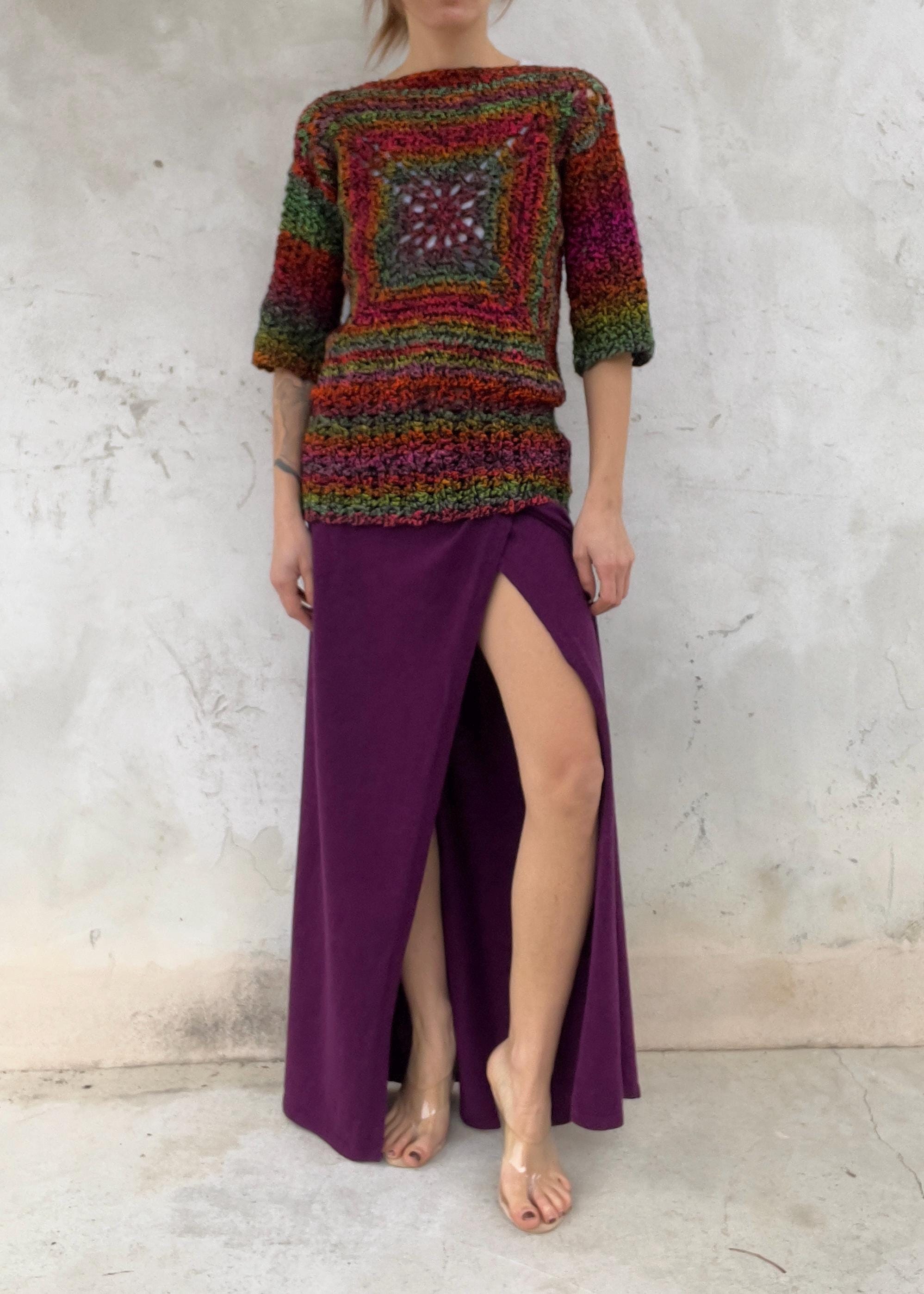 Maglia crochet multicolore