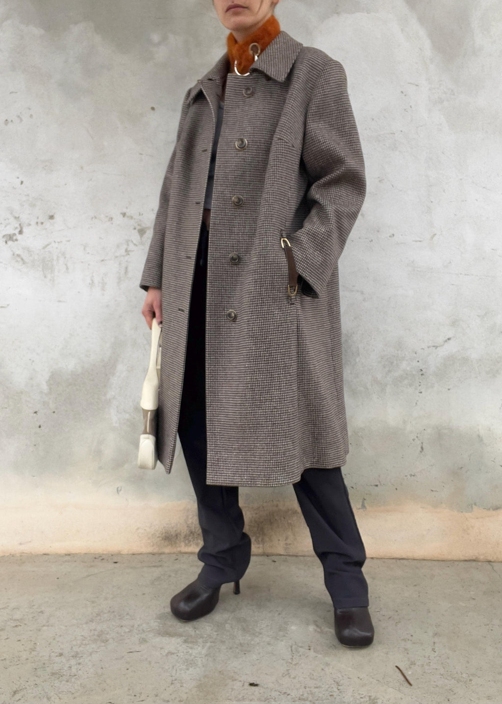 Cappotto invernale pied de pule grigio/marrone