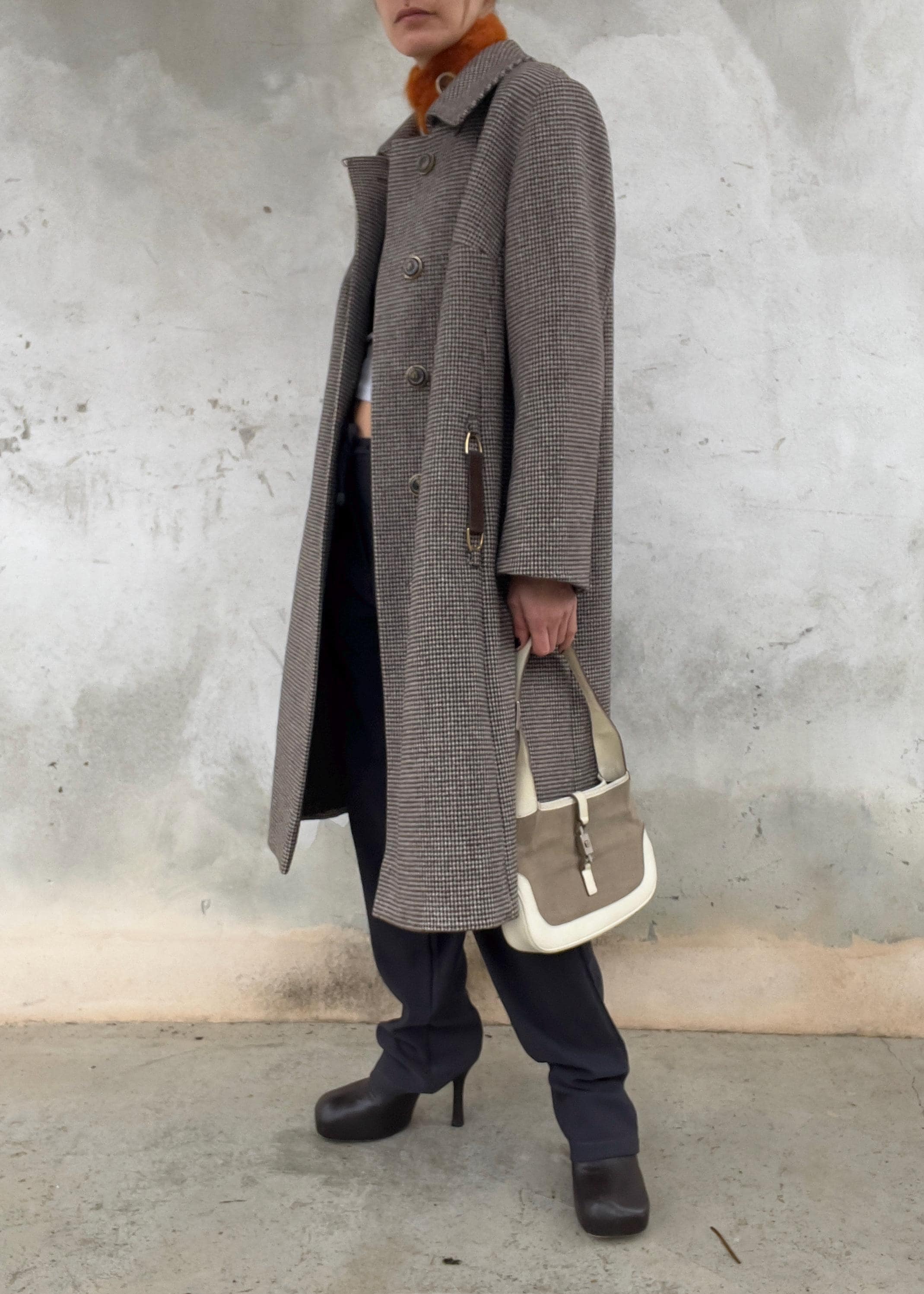 Cappotto invernale pied de pule grigio/marrone